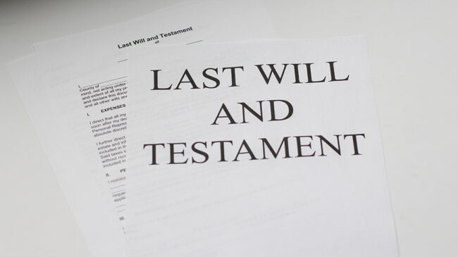A close up of the last will and testament