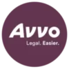 A purple circle with the word avvo in it.