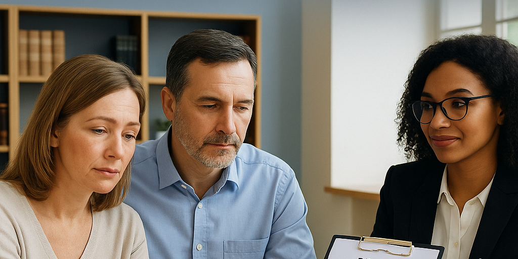 Couple meeting with a lawyer for amicable divorce in Las Vegas