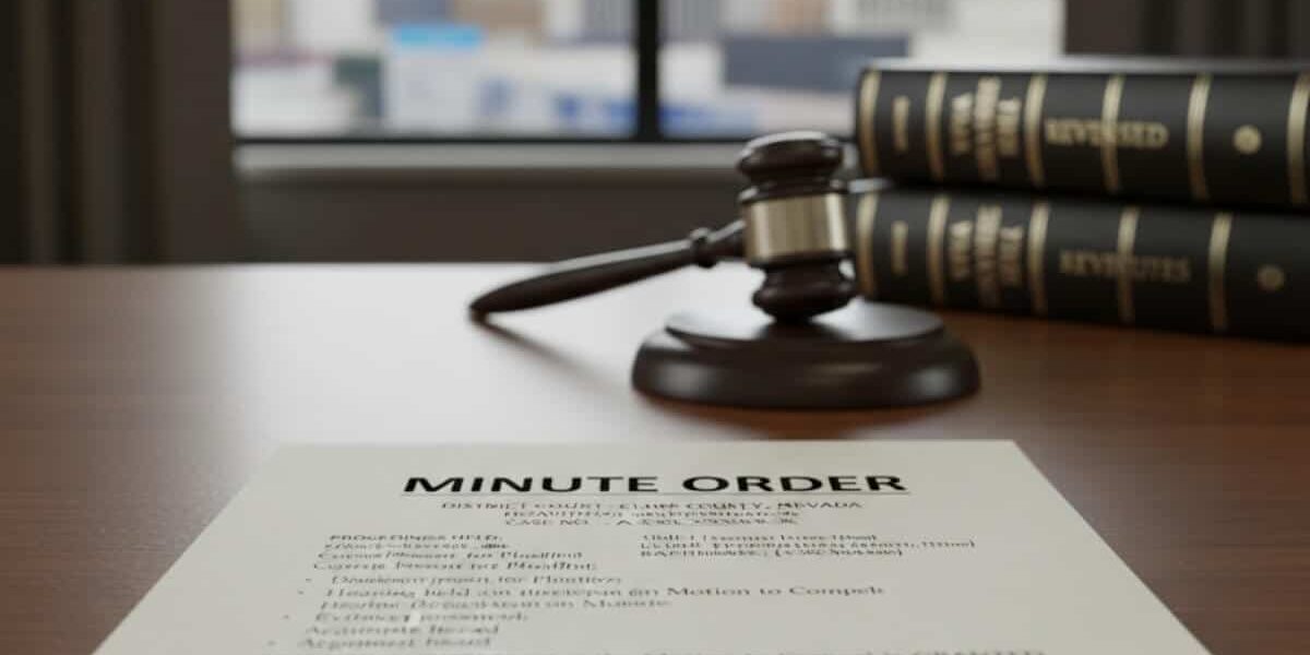 Gavel and minute order on desk.