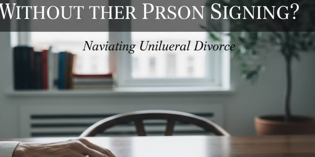 Person reviewing divorce document at desk.