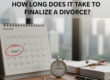 Calendar and stopwatch indicating divorce timeline.