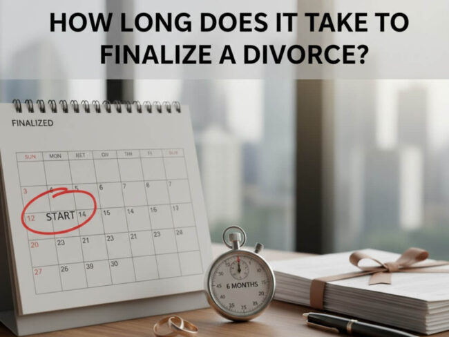 Calendar and stopwatch indicating divorce timeline.